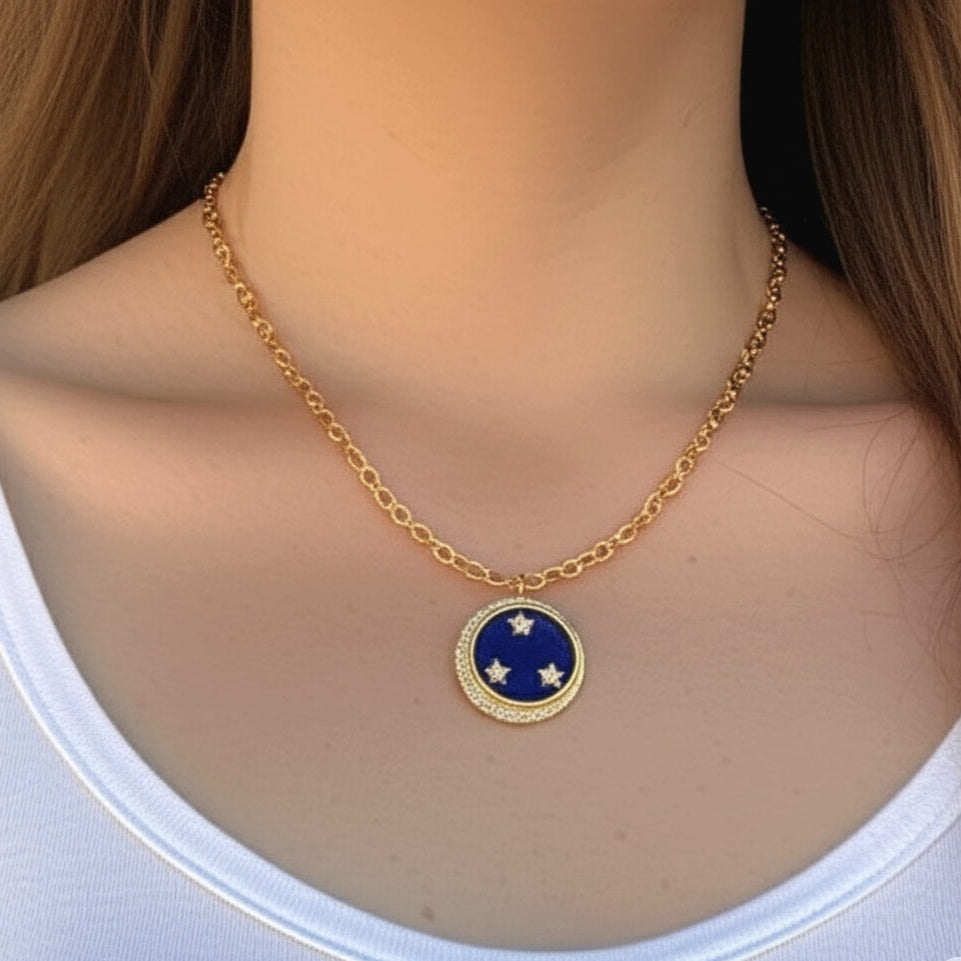 Firenze Sky Medal Pendant Necklace view 6
