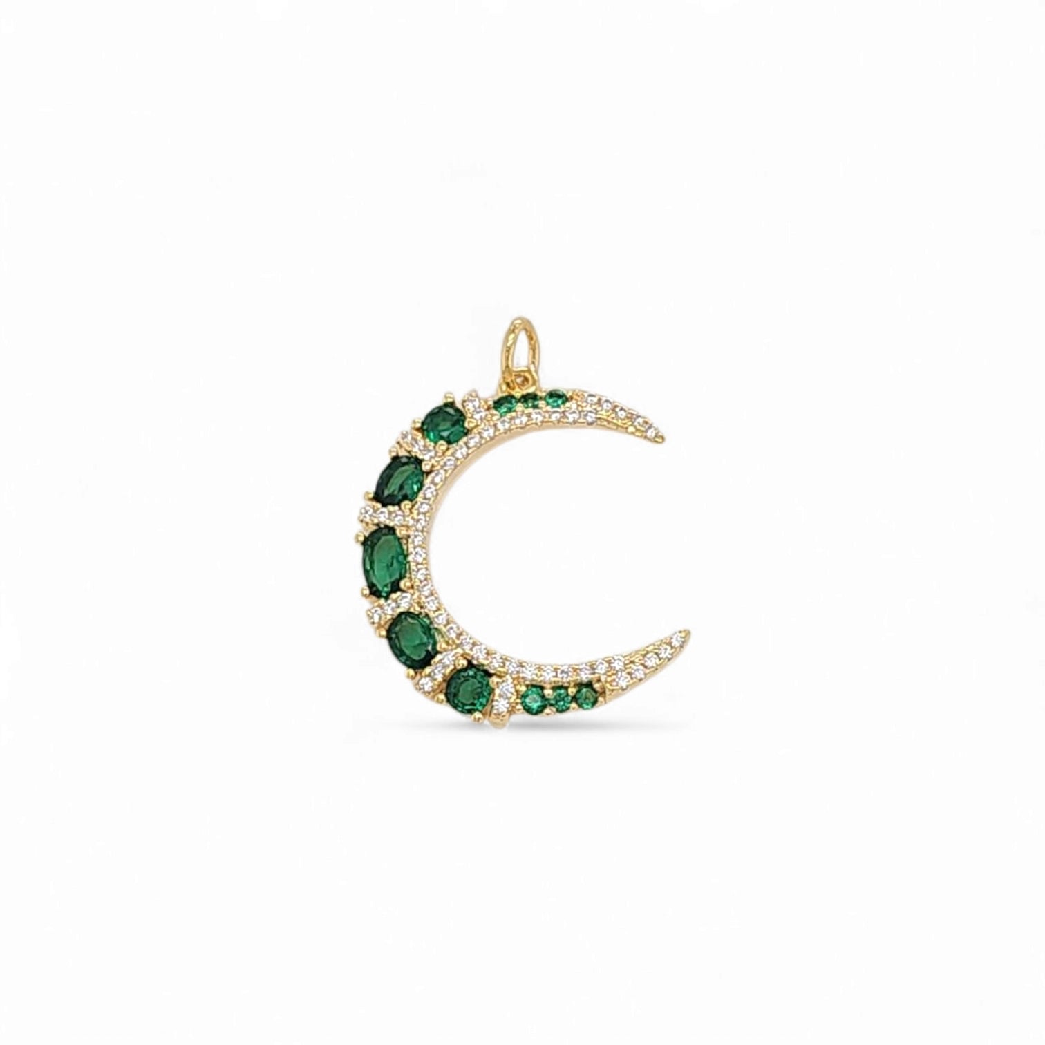 Venezia Moon Pendant Necklace in Green - 925 Sterling Silver Wholesale Jewelry