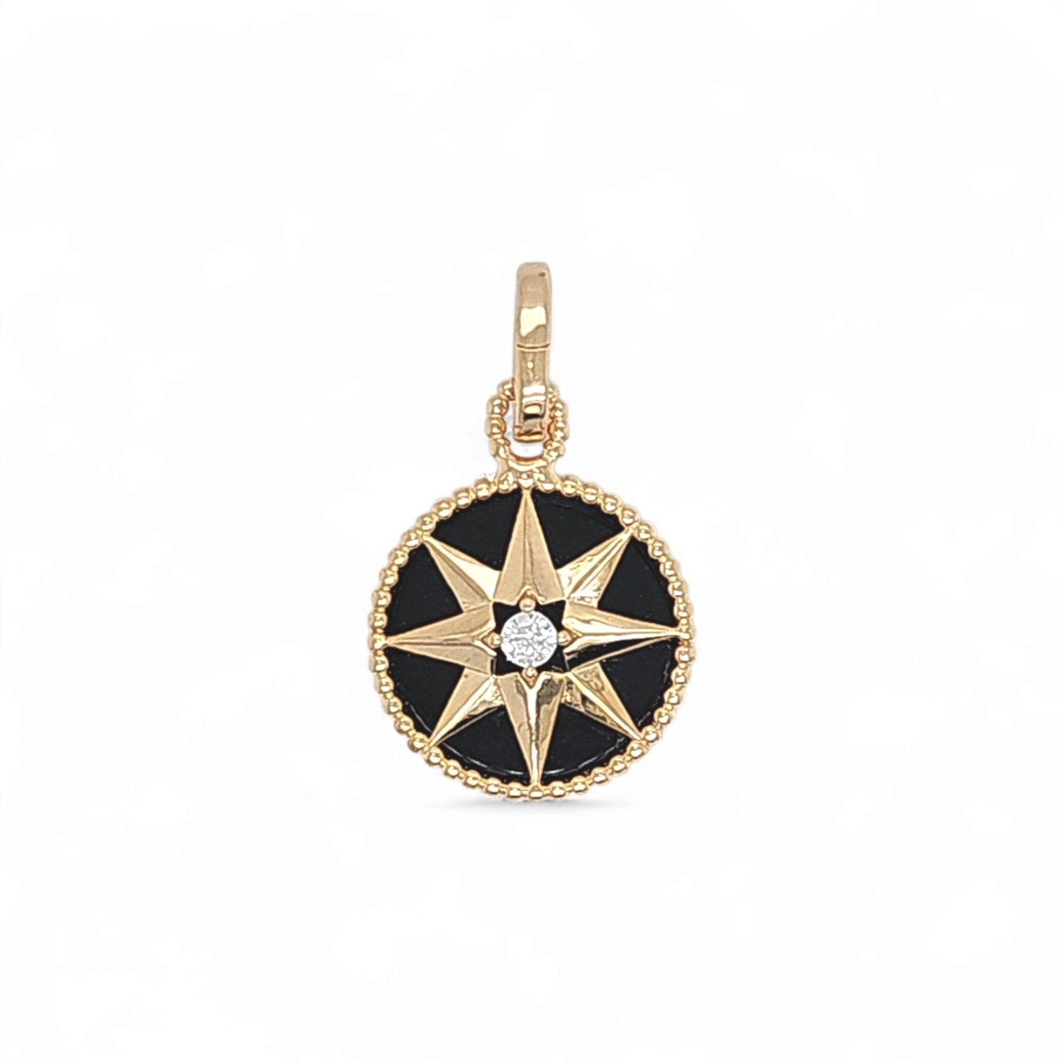 Verona Ellys Star Medal Pendant Necklace in Black - 925 Sterling Silver Wholesale Jewelry
