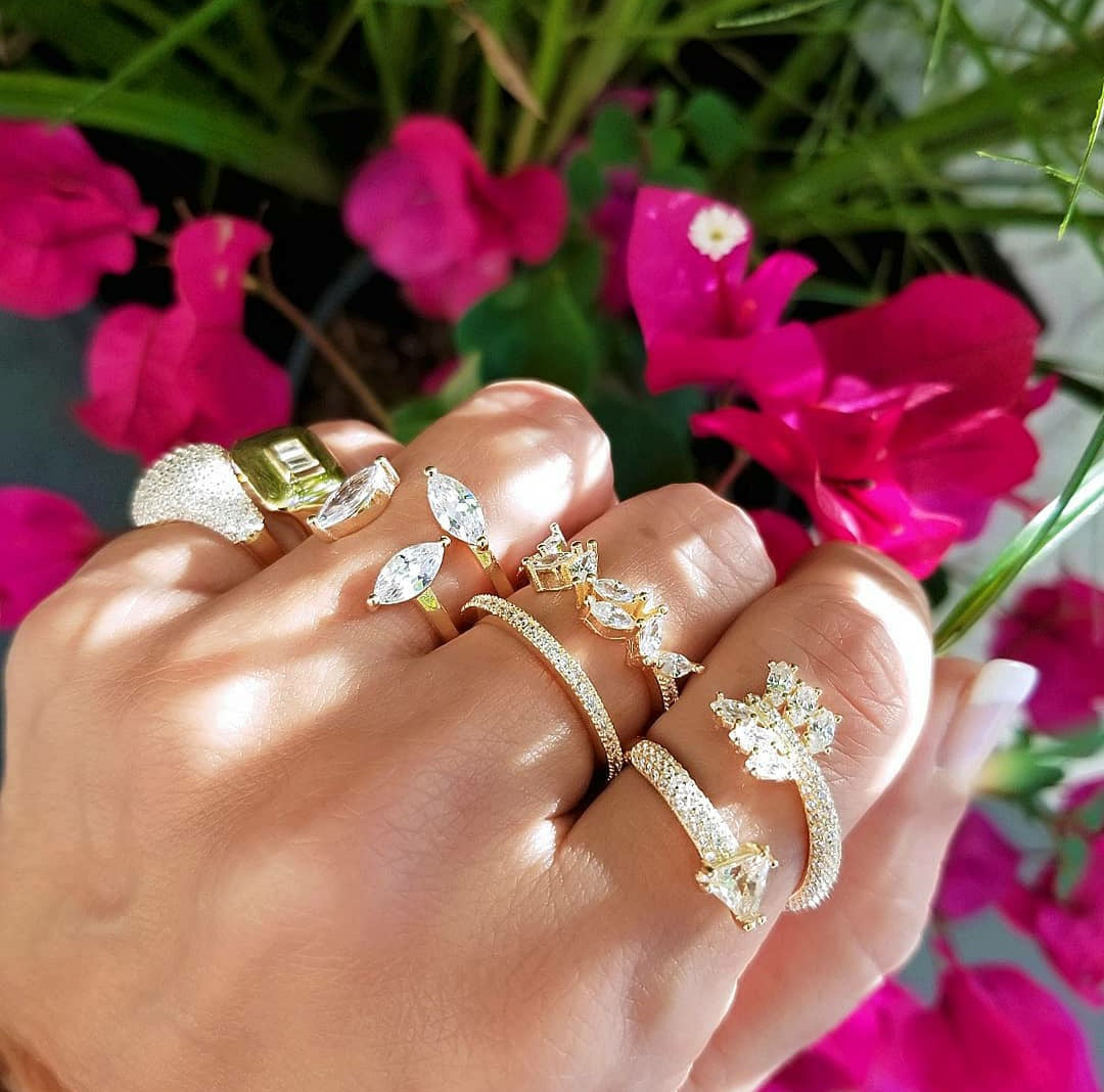 Gioia 3 Stones Cocktail Ring view 2