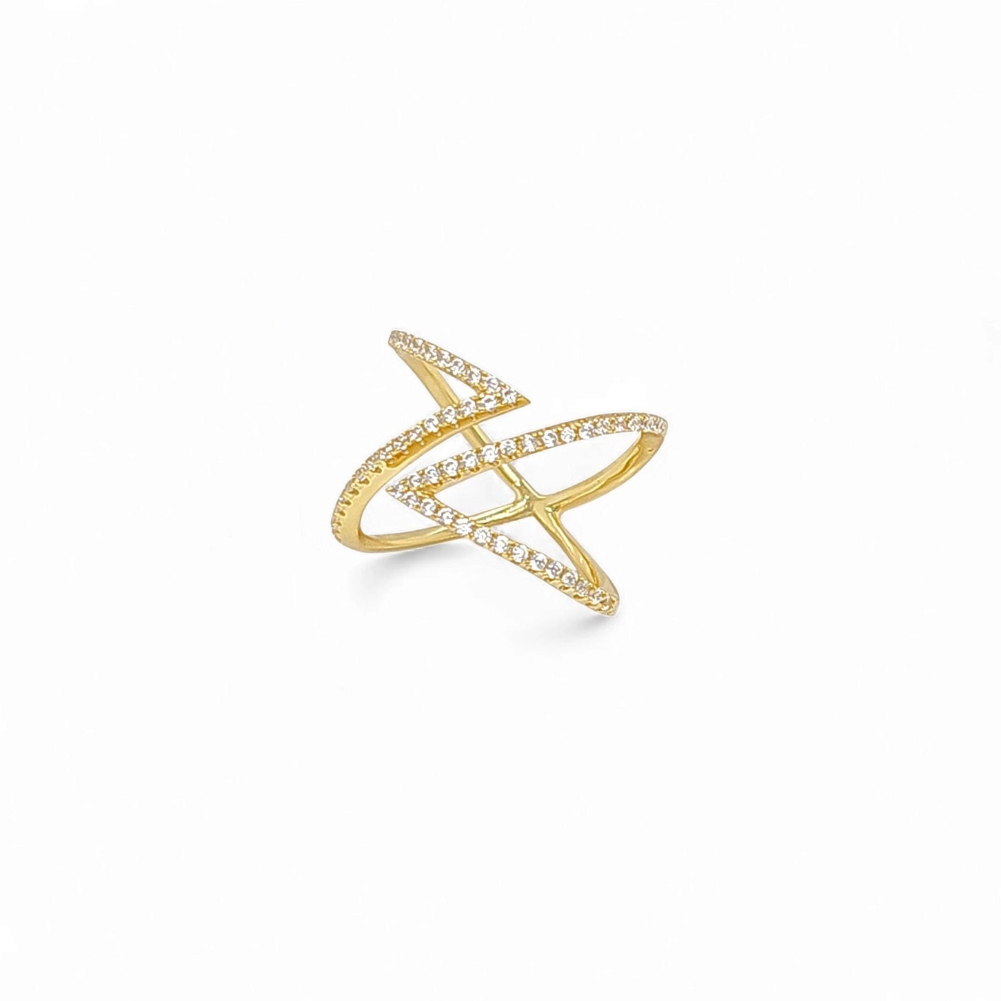 Verona Zig Zag Pavé Cocktail Ring in Gold - 925 Sterling Silver Wholesale Jewelry
