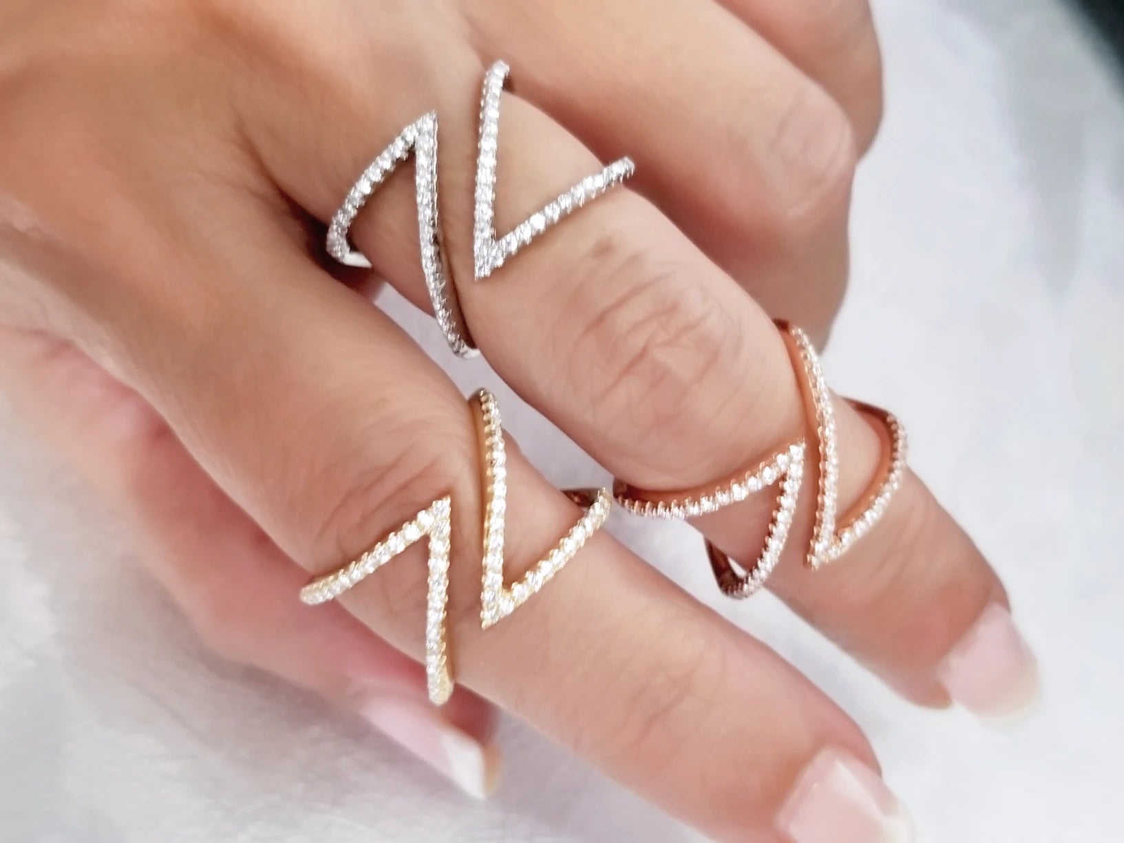 Verona Zig Zag Pavé Cocktail Ring view 3