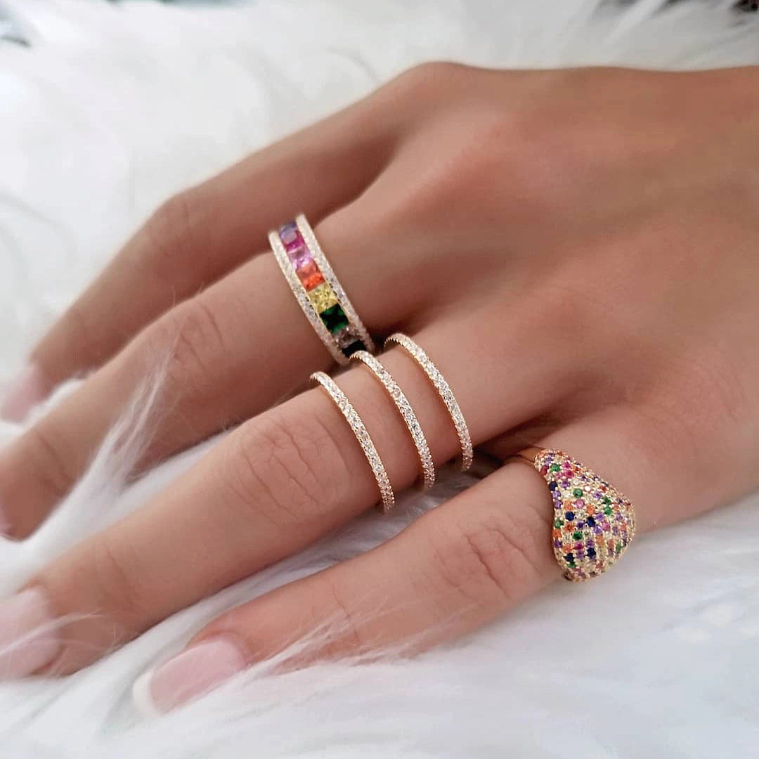 Eterna 3 Lines Pavé Cocktail Ring view 2