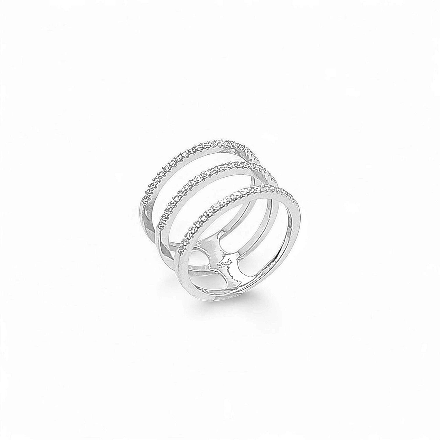 Eterna 3 Lines Pavé Cocktail Ring view 3