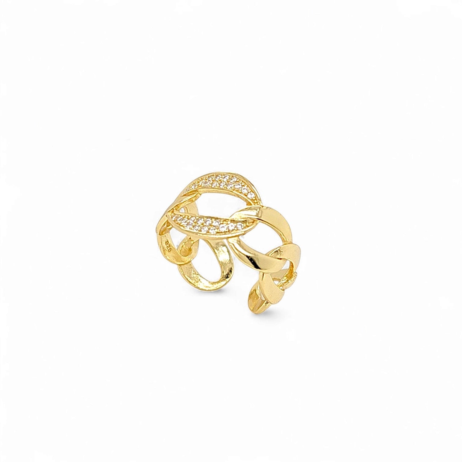 Tesoro Big Cuban Link Cocktail Ring in Gold - 925 Sterling Silver Wholesale Jewelry