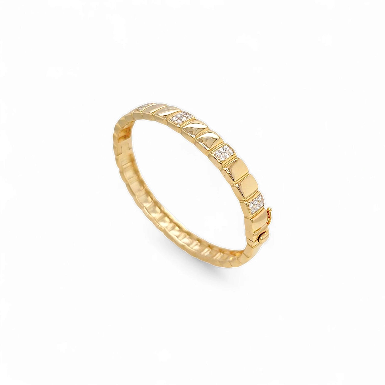 Preziosa Multi Pavé Le’Chic Cuff Bangle in Gold - 18K Gold Plated Wholesale Jewelry