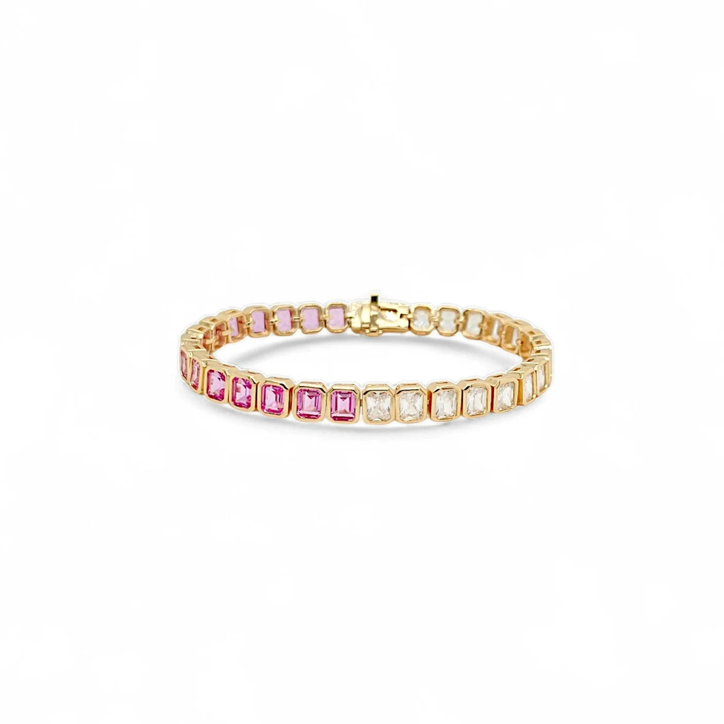 Speranza Bold Baguette Square Tennis Bracelet in Rose - 18K Gold Plated Wholesale Jewelry