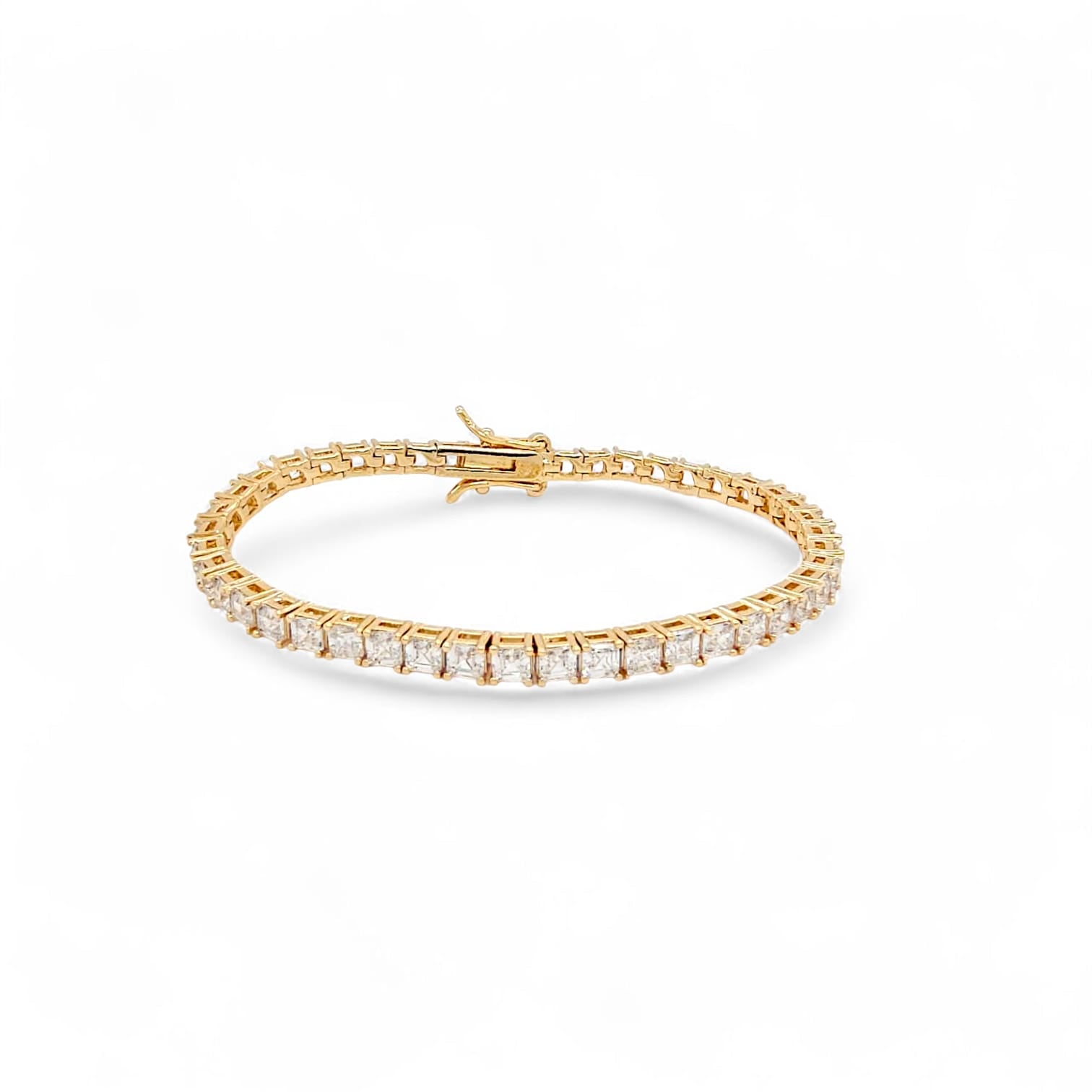 Fiore Square princess tennis Tennis Bracelet in Gold - 18K Gold Plated Wholesale Jewelry
