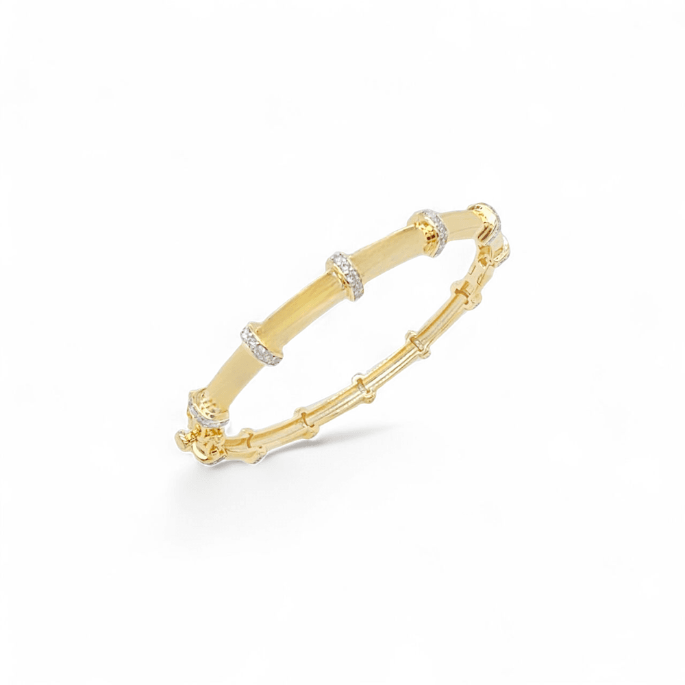Lucia bamboo Cuff Bangle in Gold - 18K Gold Plated Wholesale Jewelry