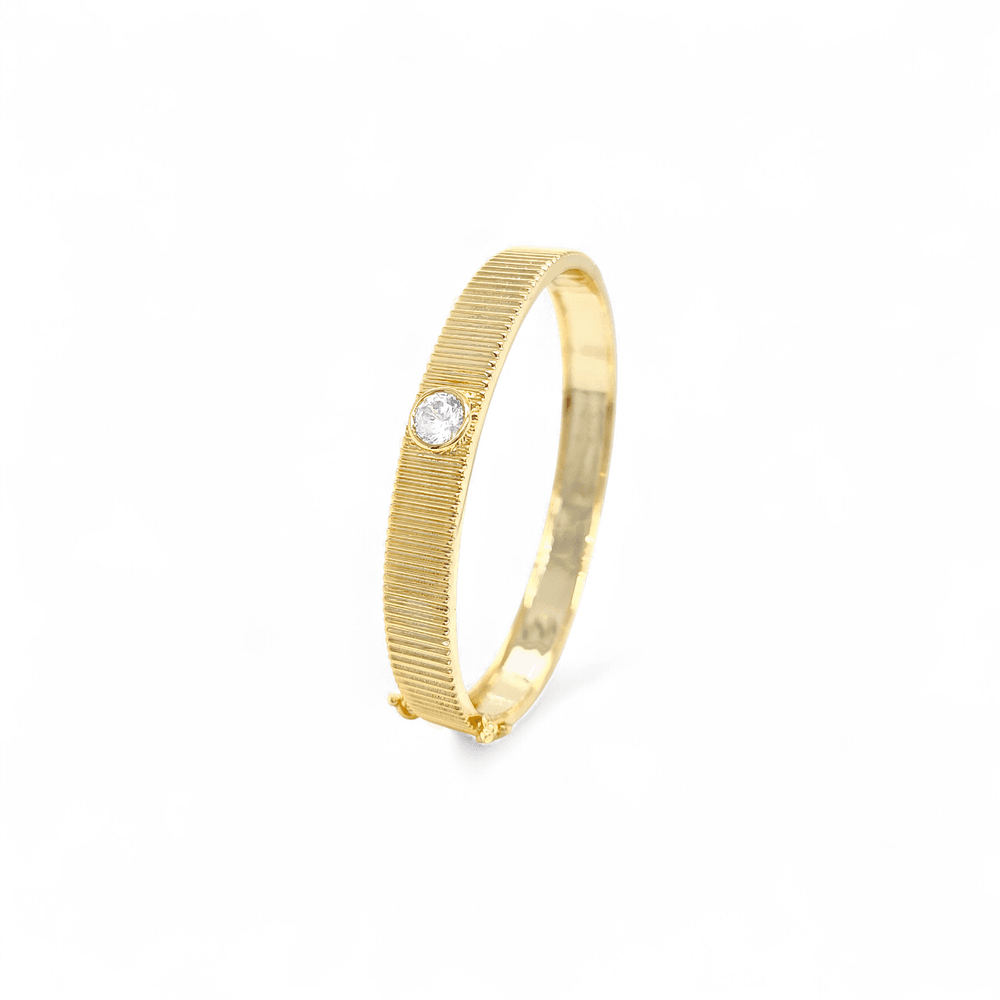 Capri luxury Cuff Bangle in Clear cz - 18K Gold Plated Wholesale Jewelry