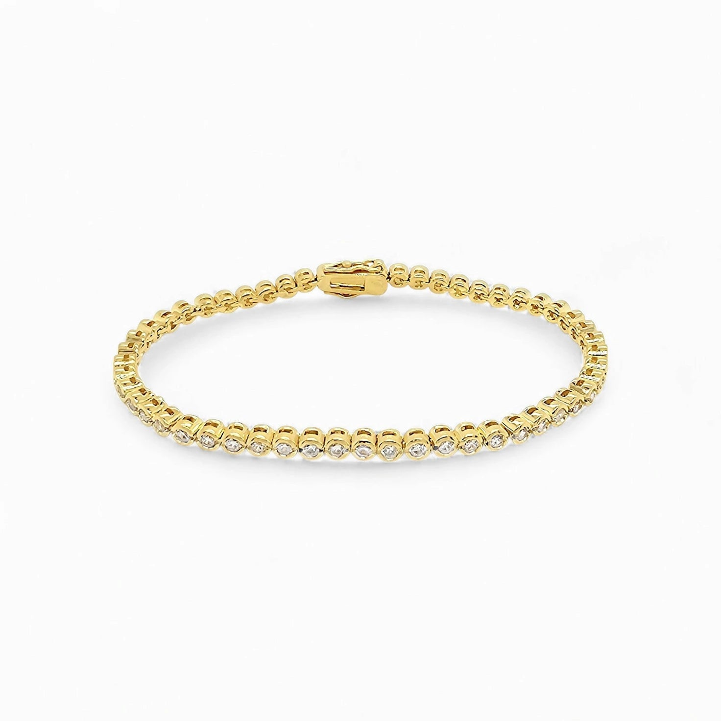 Divina Tennis Bissel 18K Gold or Rhodium Plated Tennis Bracelet in Gold - 18K Gold Plated Wholesale Jewelry