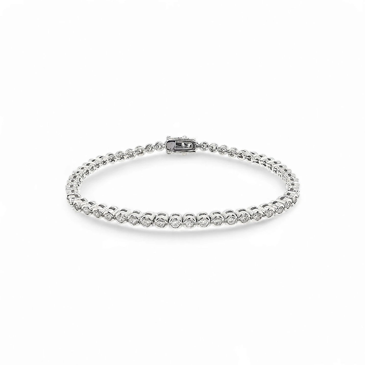 Divina Tennis Bissel 18K Gold or Rhodium Plated Tennis Bracelet view 11