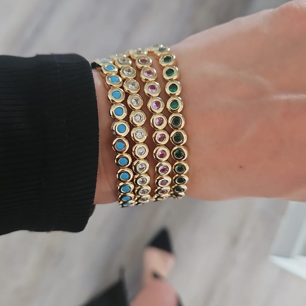 Tesoro Continuous Bezel-Set Crystal Cuff Bangle view 2