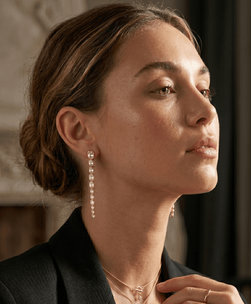 Aria Long Multi Stones Earrings view 2