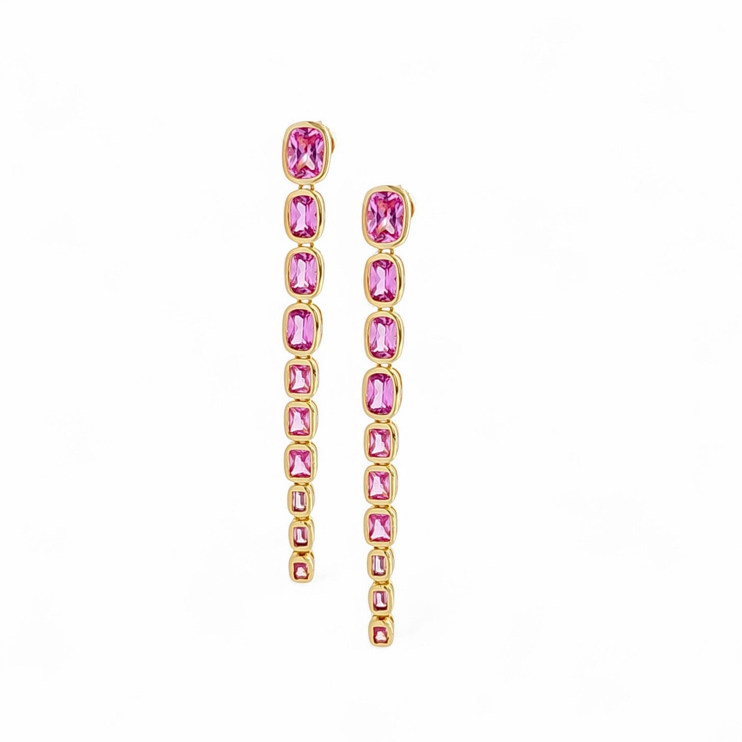 Aria Long Multi Stones Earrings view 4