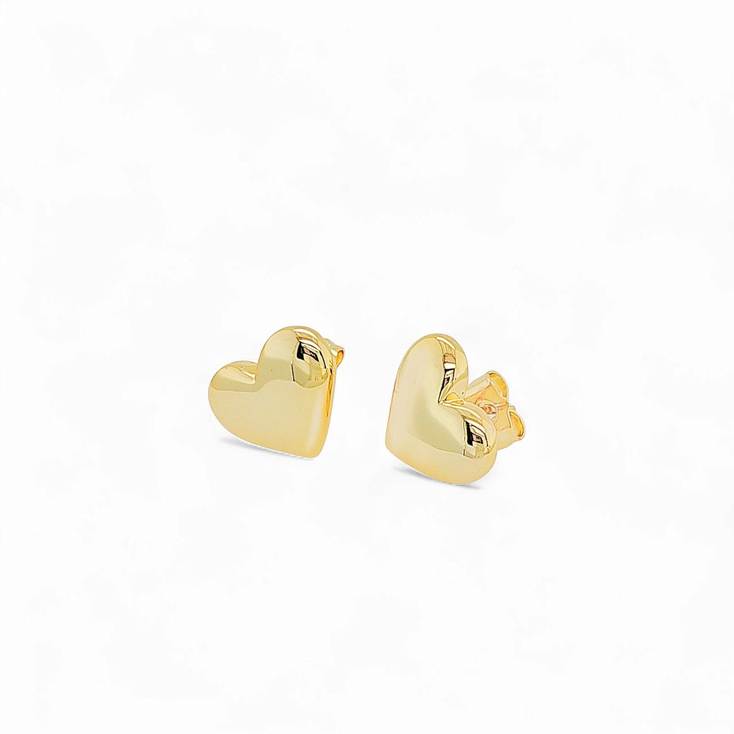 Gemma Plain Gold Hearts Pavé Studs
