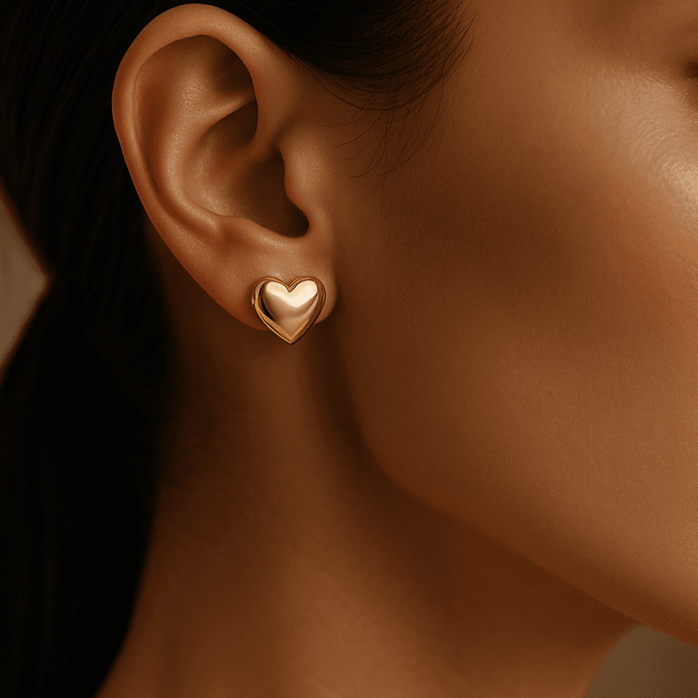 Gemma Plain Gold Hearts Pavé Studs view 2