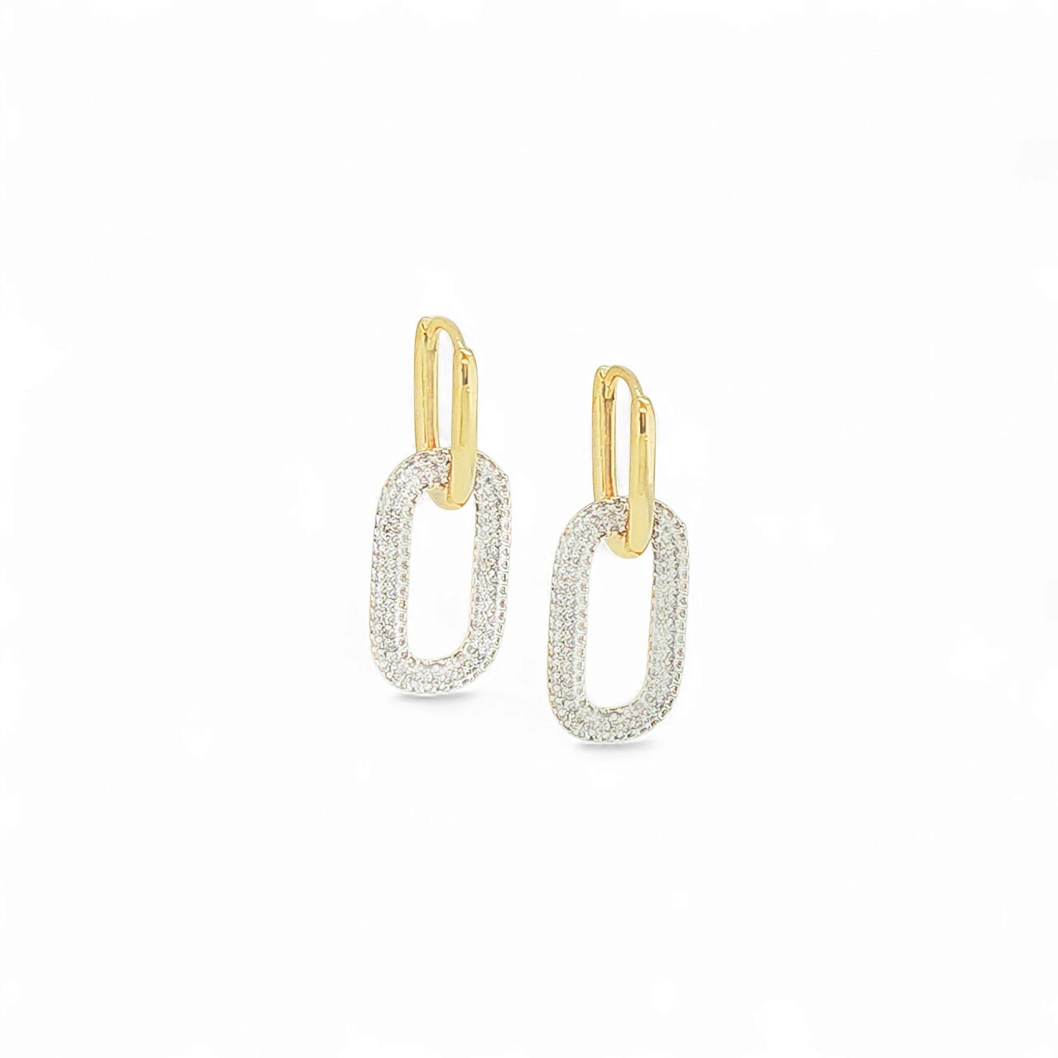 Chiara 2 Tone Links Huggie Hoops in Two-Tone - 18K Gold Plated Wholesale Jewelry