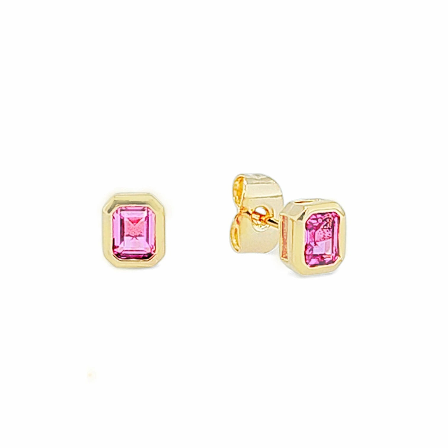 Maestosa Emerald Cut Pavé Studs view 3