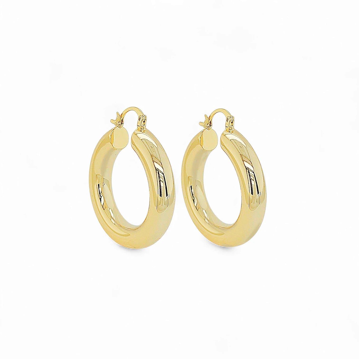 Firenze Big Bar 1.6'' Huggie Hoops in Gold - 18K Gold Plated Wholesale Jewelry