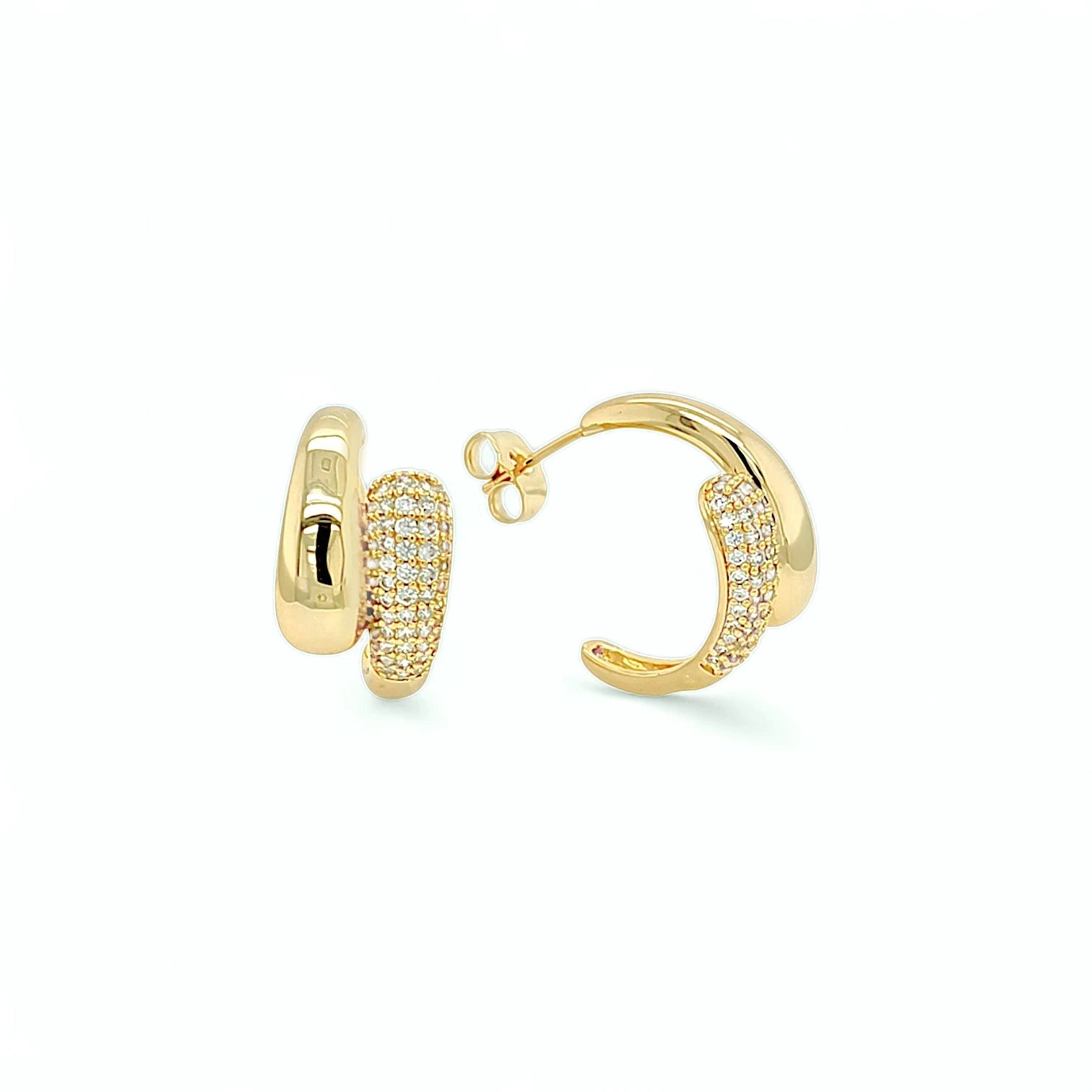 Solare Double Med Huggie Hoops in Gold - 18K Gold Plated Wholesale Jewelry