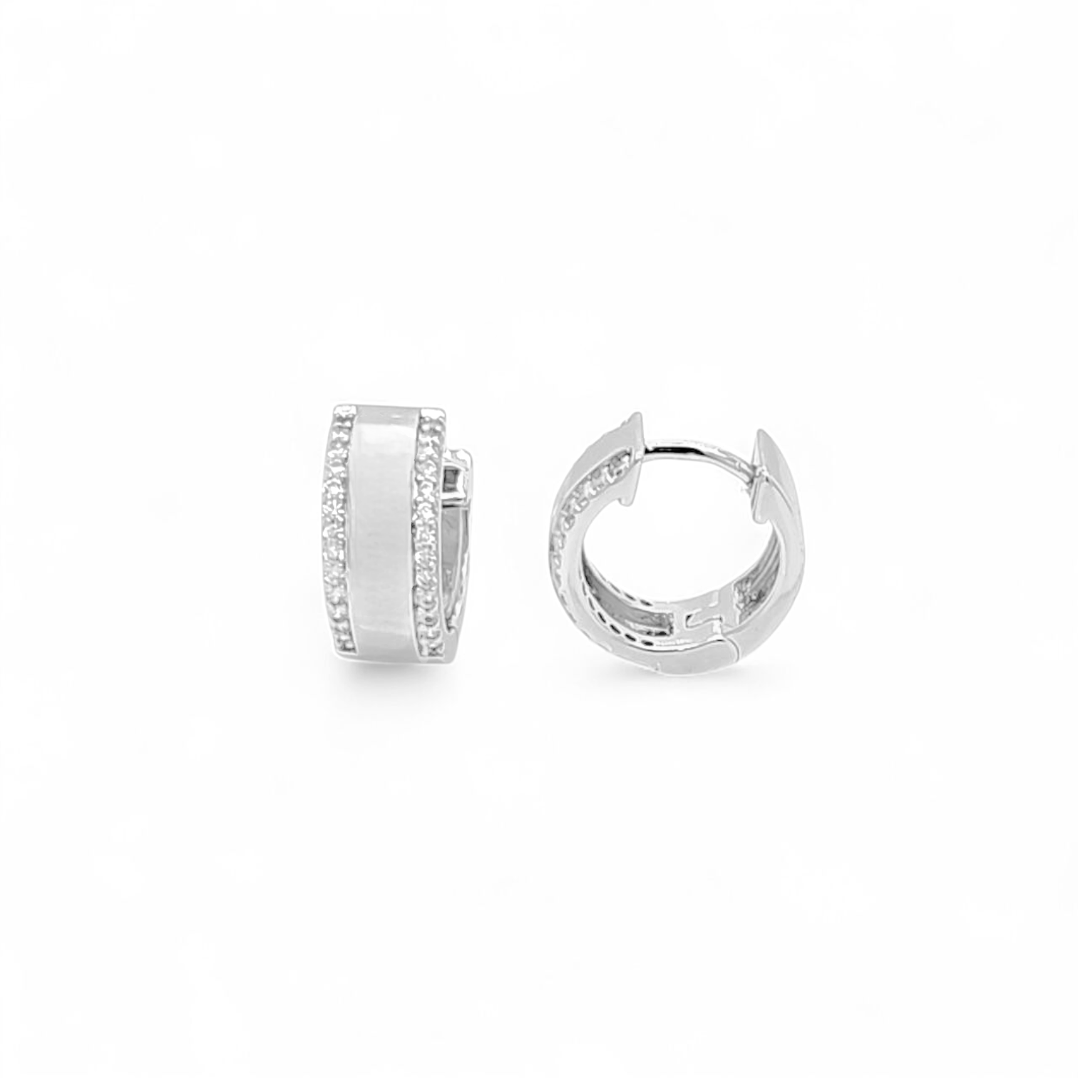 Lumina Two tones Classic Huggie Hoops in silver - 18K Gold Plated Wholesale Jewelry