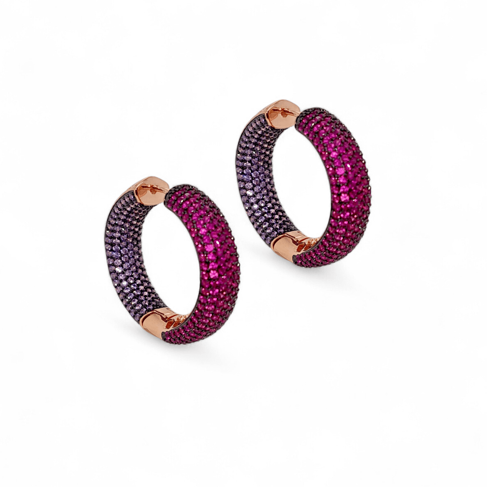 Firenze thick Earrings in ruby - 18K Gold Plated Wholesale Jewelry
