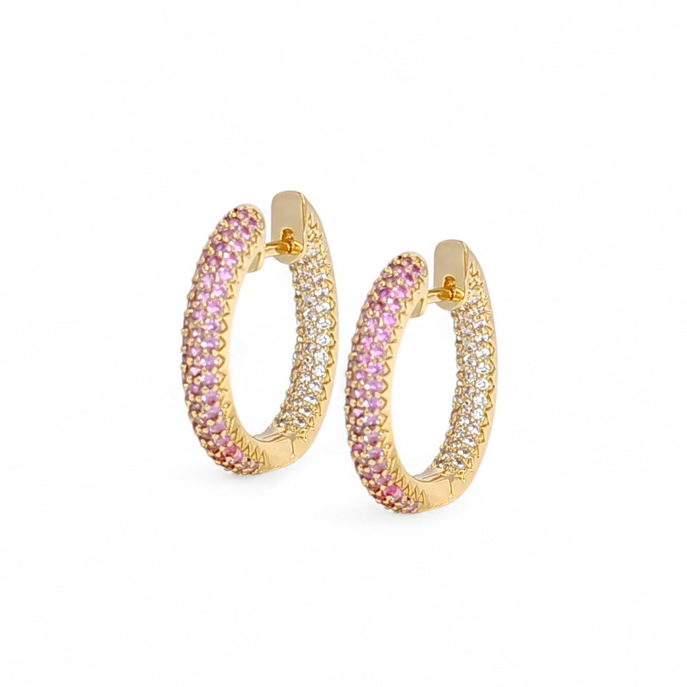 Celeste micro pavé Earrings in Pink - 18K Gold Plated Wholesale Jewelry