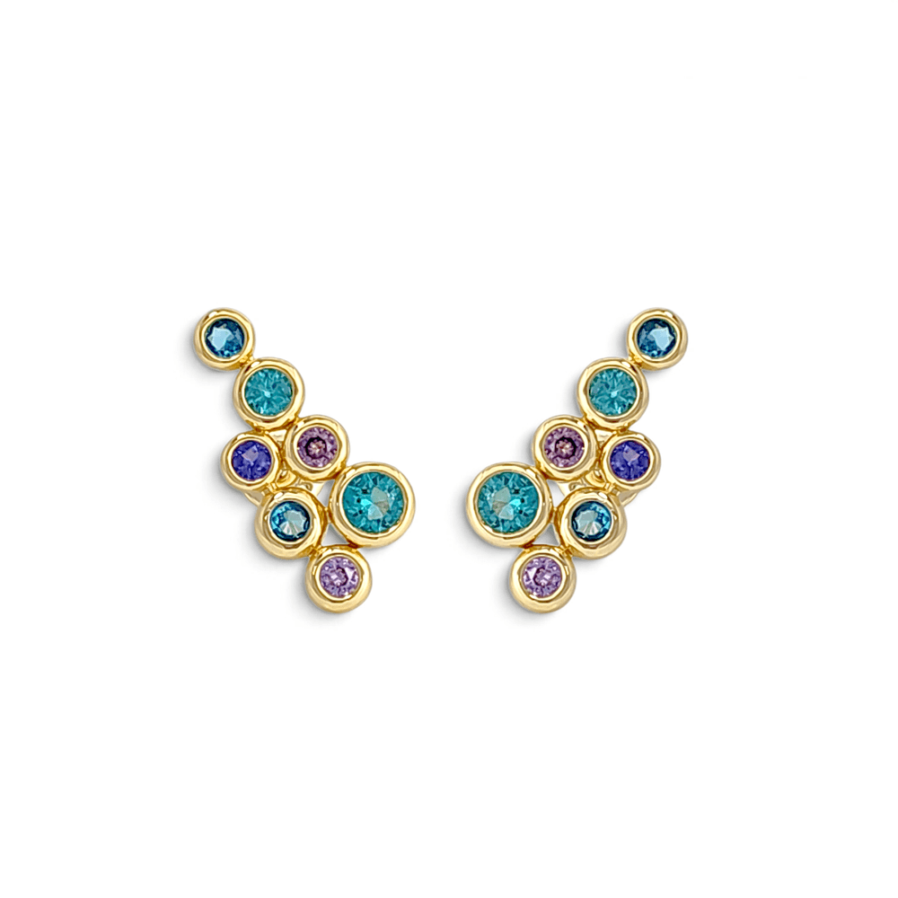 Chiara Mermaid bubble Hand set stones Earrings view 3