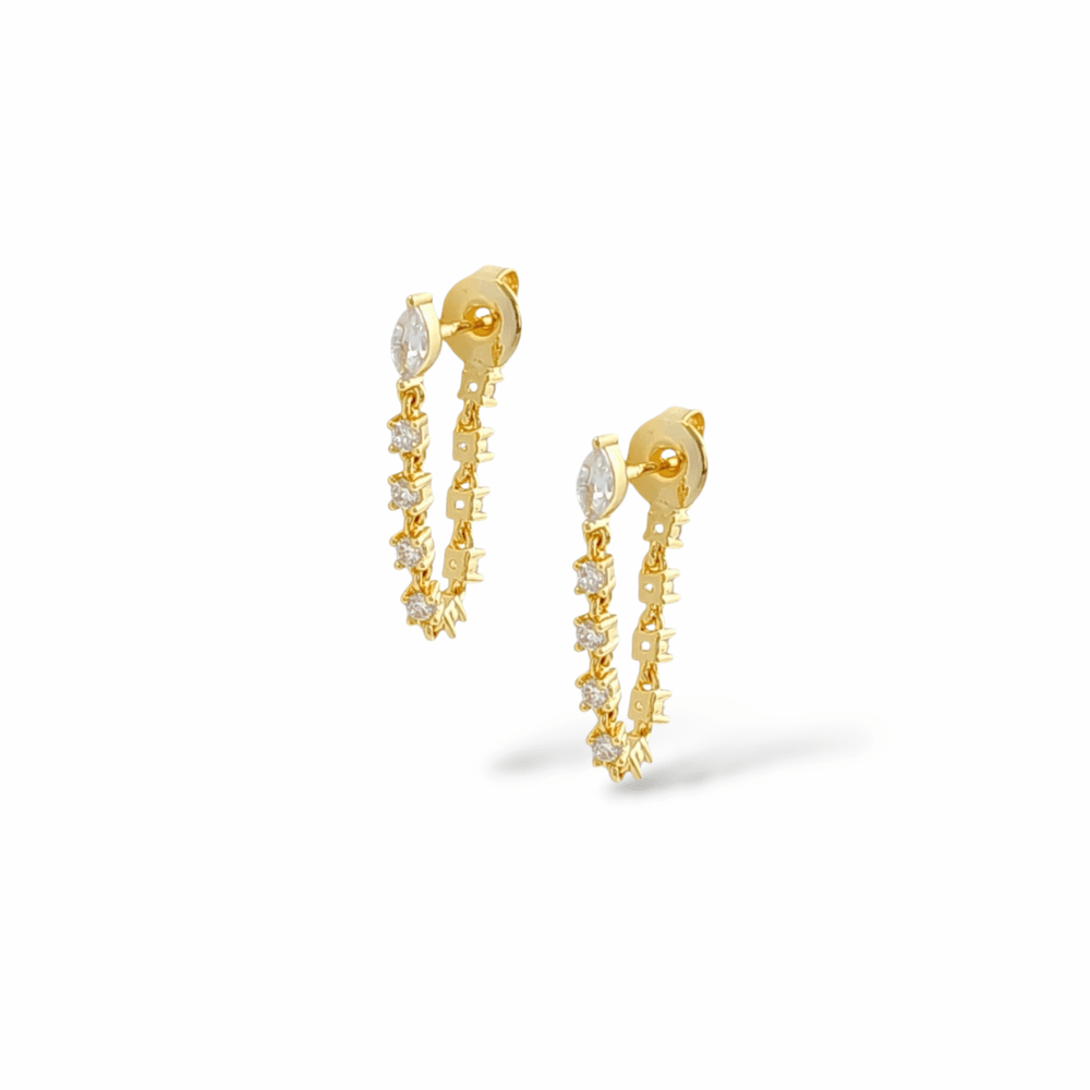 Aura Crystal Drop Earrings in Gold - 18K Gold Plated Wholesale Jewelry