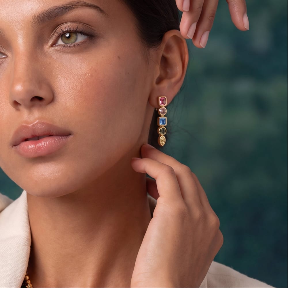 Valentina Multi shape stones Drop Earrings view 6