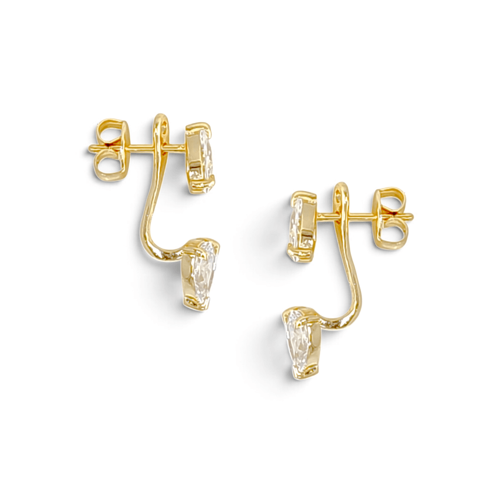 Lumina Dual Pear-Cut Front-Back Ear Jacket Studs view 3