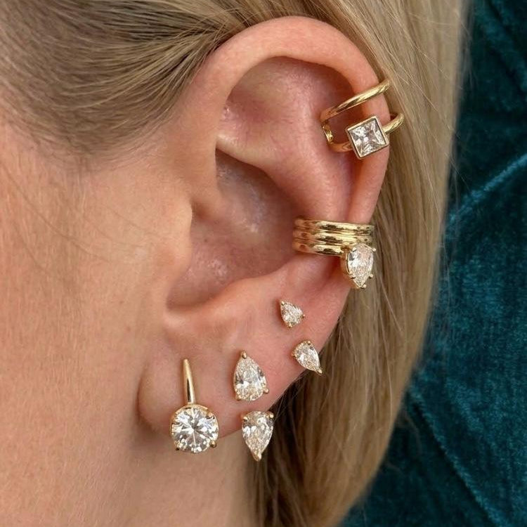 Lumina Dual Pear-Cut Front-Back Ear Jacket Studs view 4