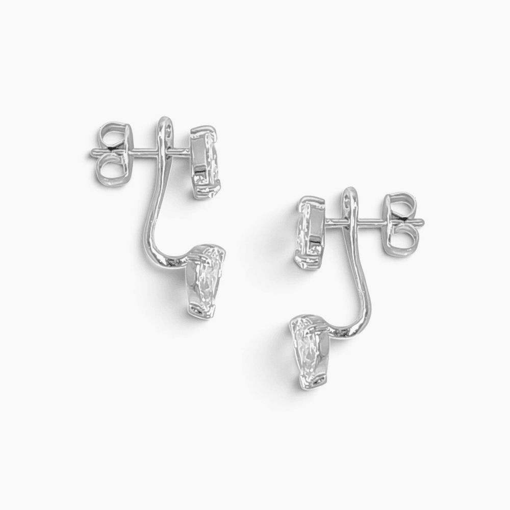 Lumina Dual Pear-Cut Front-Back Ear Jacket Studs view 6