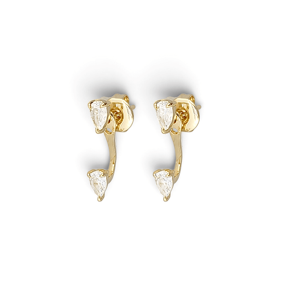 Siena Curved Teardrop Front-Back Ear Jacket Studs in Gold - 18K Gold Plated Wholesale Jewelry