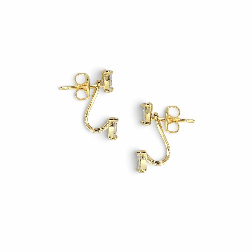 Siena Curved Teardrop Front-Back Ear Jacket Studs view 3