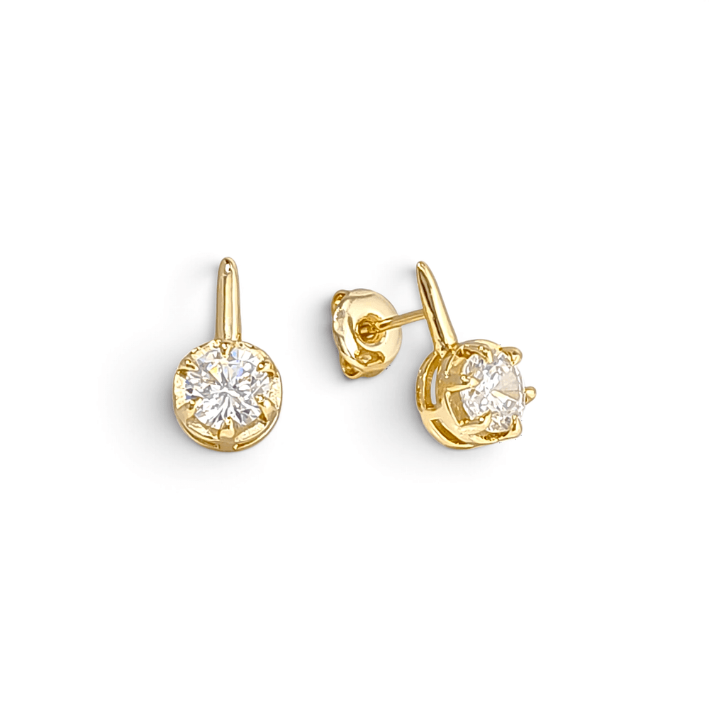 Firenze Brilliant Solitaire Leverback Drop Earrings in Gold - 18K Gold Plated Wholesale Jewelry
