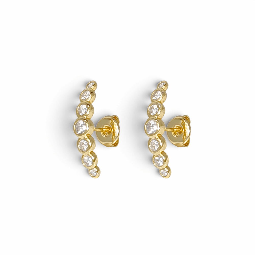 Capri Graduated Bezel Bubble Climber Studs in Gold - 18K Gold Plated Wholesale Jewelry
