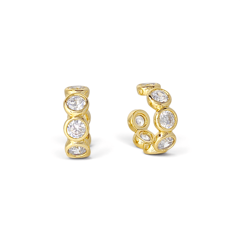 Milano Bezel-Set Eternity Bubble Ear Cuff in Gold - 18K Gold Plated Wholesale Jewelry