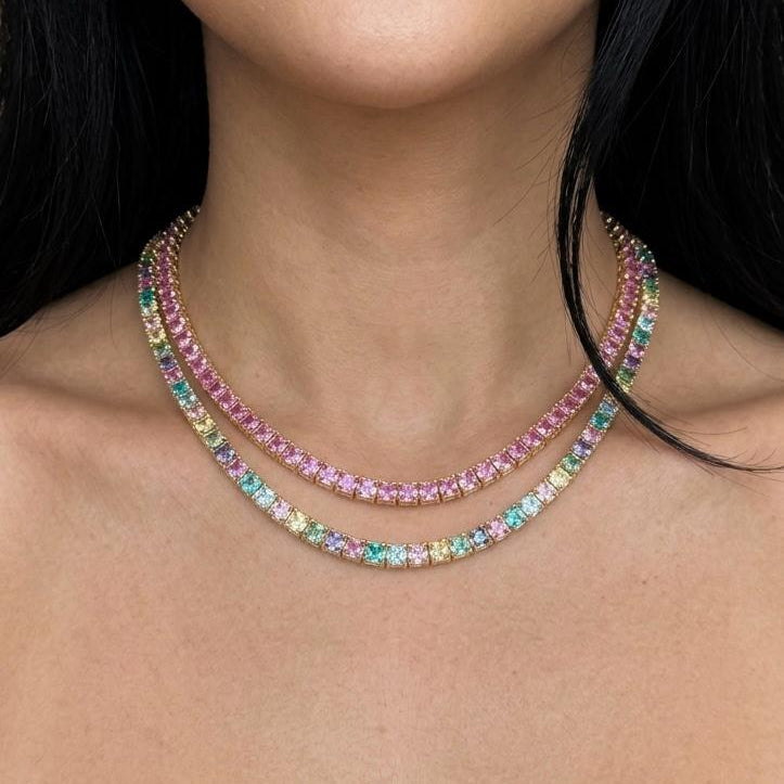 Gemma Rainbow Tennis Necklace view 2