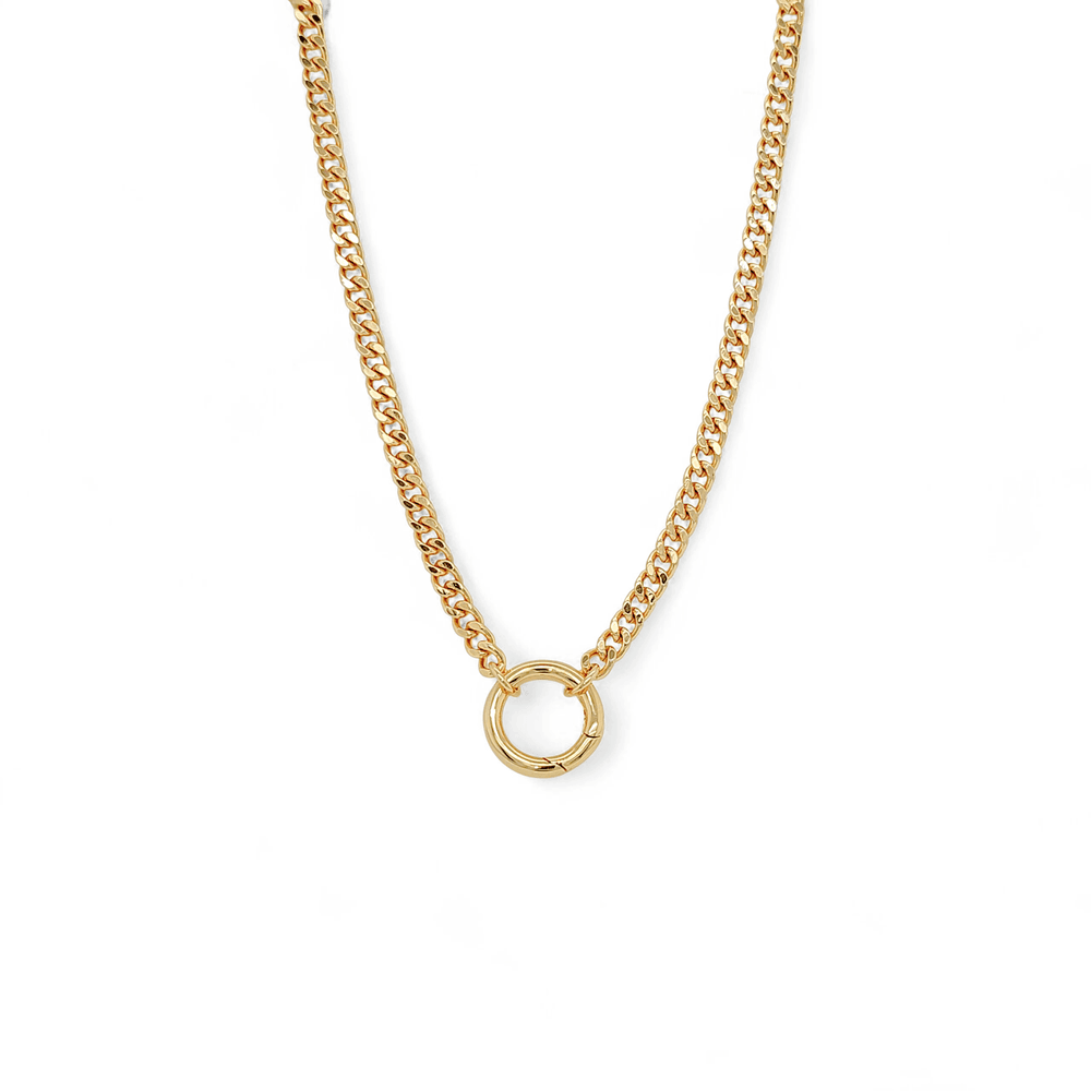 Speranza cuban link with front clasp Necklace in Gold - 18K Gold Plated Wholesale Jewelry
