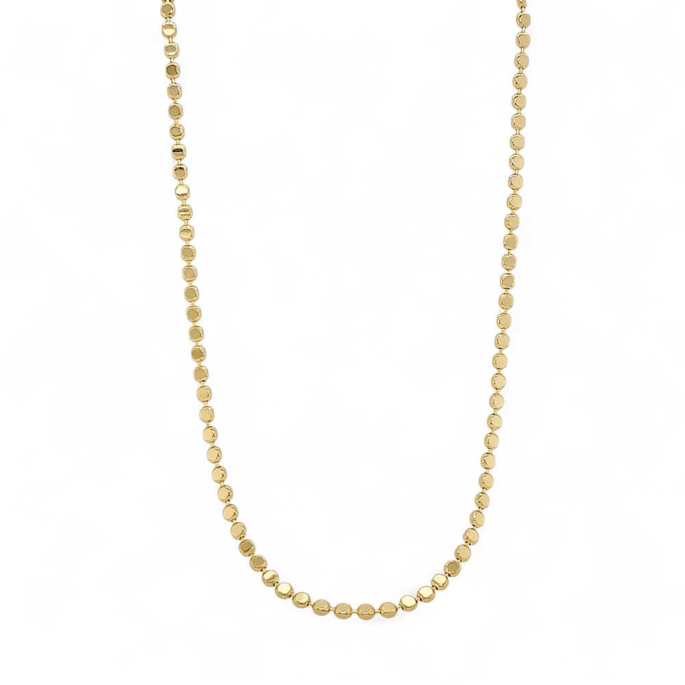 Divina Gold flat bead Necklace in 16" - 18K Gold Plated Wholesale Jewelry