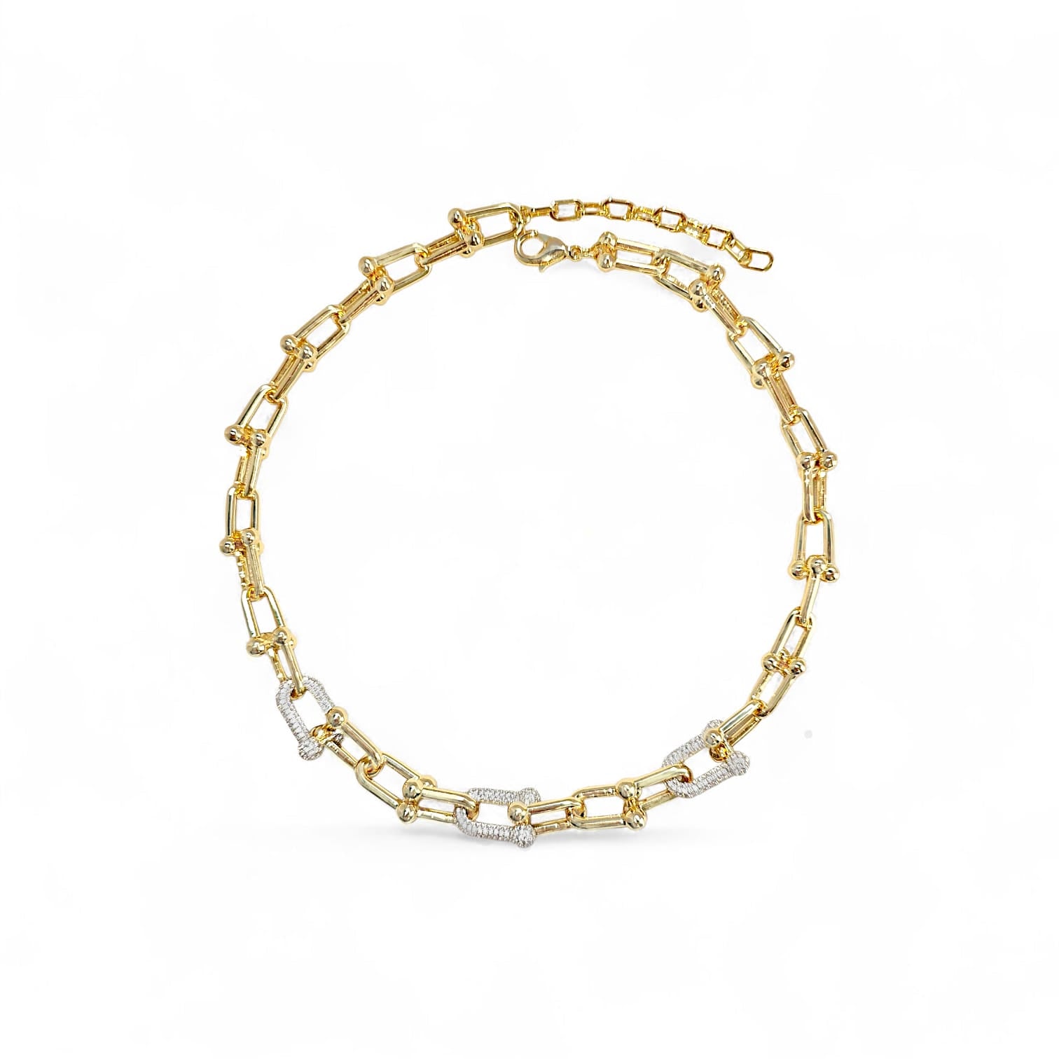 Divina U Link 2 tones Necklace in Two-Tone - 18K Gold Plated Wholesale Jewelry