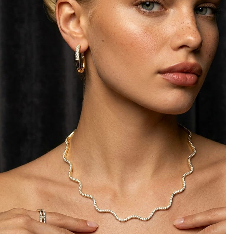 Divina Wavy Tennis Necklace view 3