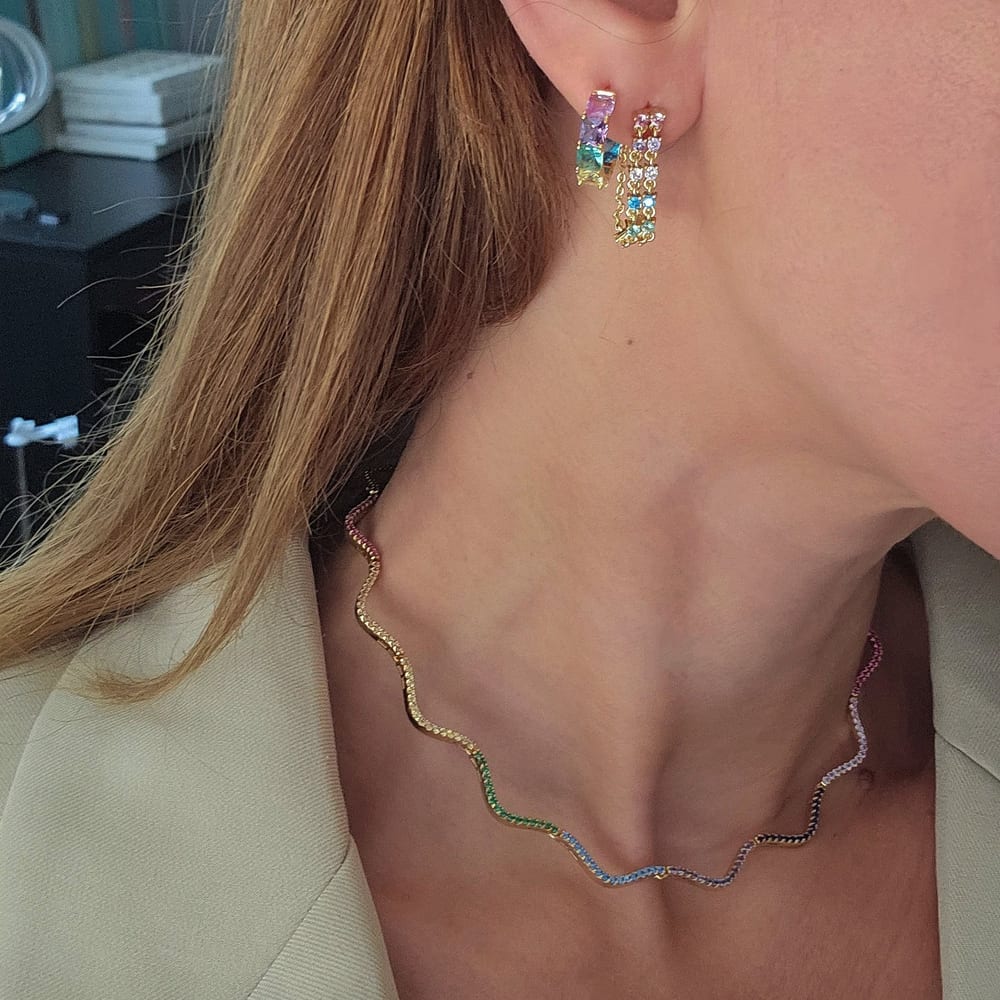 Divina Wavy Tennis Necklace view 7