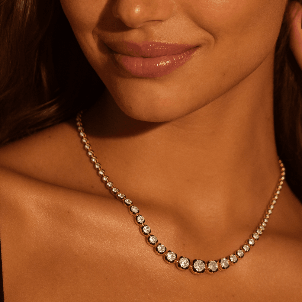 Serena Round Stone Gradient Tennis Necklace view 2