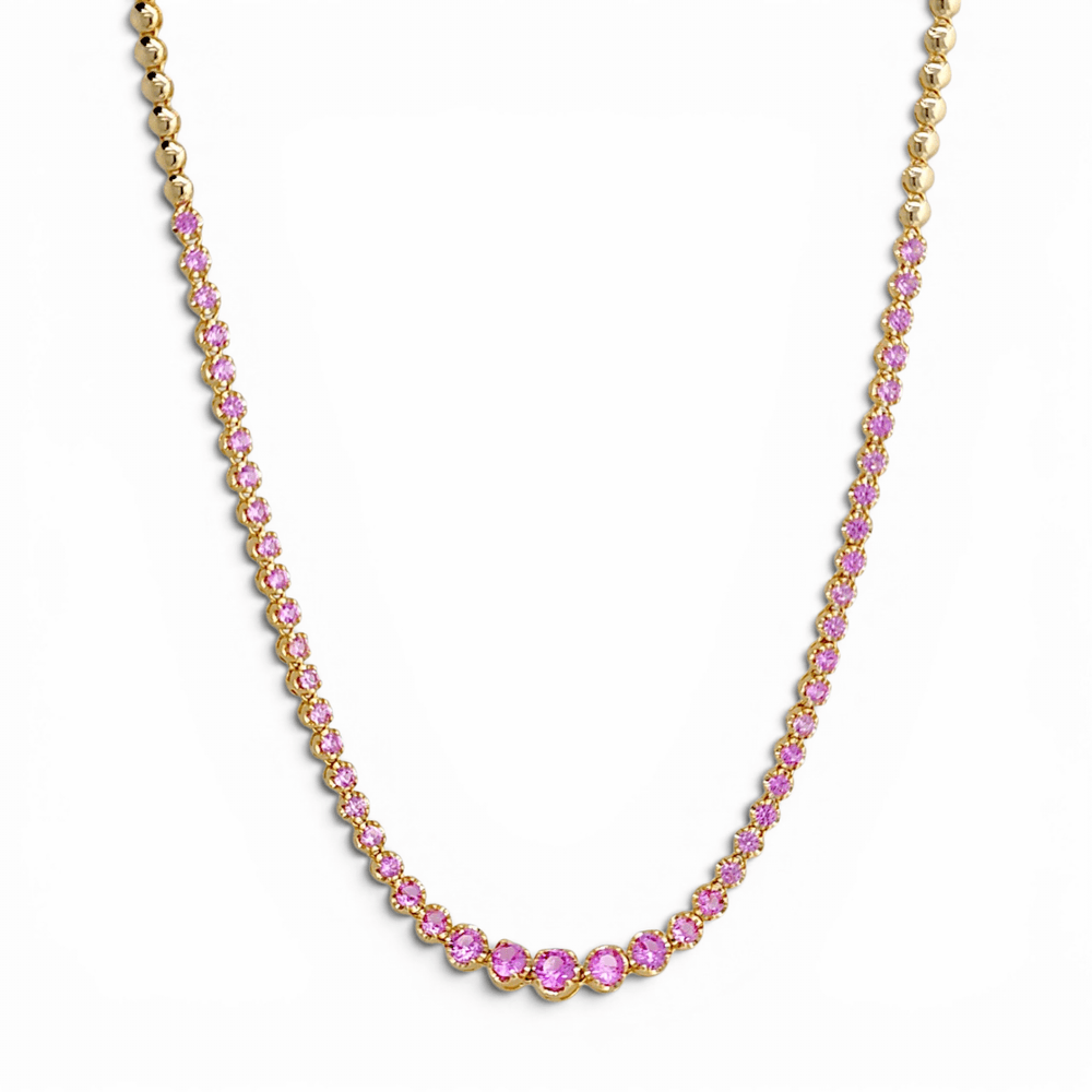 Serena Round Stone Gradient Tennis Necklace view 5