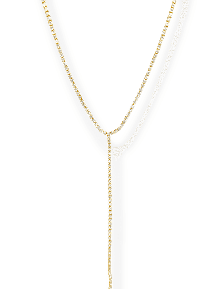 Solare Y Tennis Drop Lariat in Gold - 18K Gold Plated Wholesale Jewelry