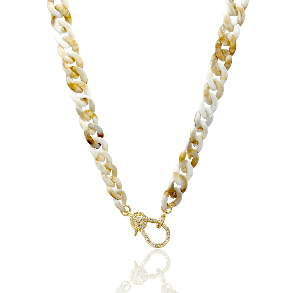 Aria Chic Summer beach Link Front lobster clasp for s Pendant Necklace in Beige - 18K Gold Plated Wholesale Jewelry