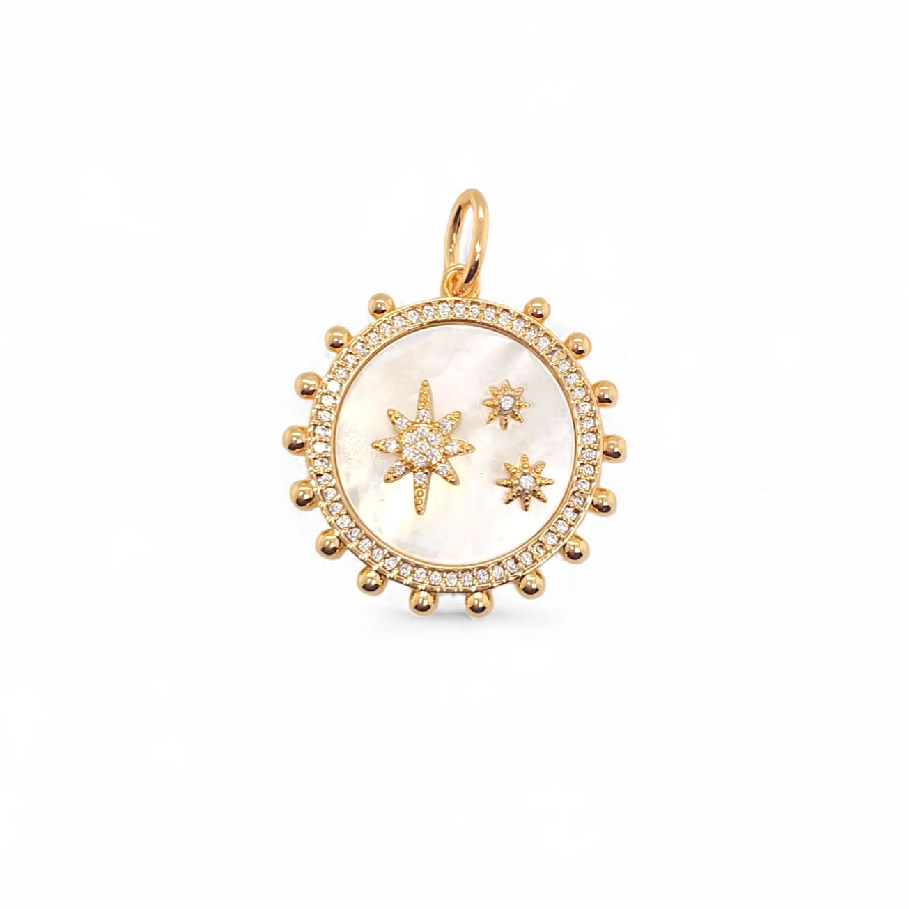 Venezia Charm Stelar Necklace in Pearl - 18K Gold Plated Wholesale Jewelry
